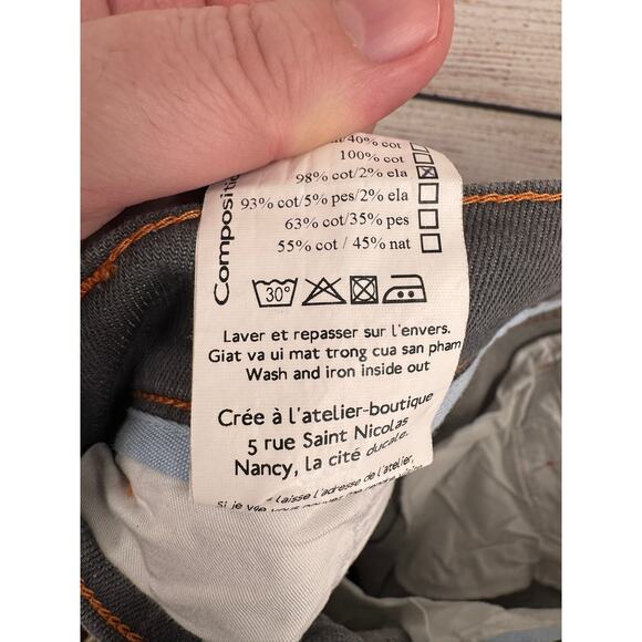 DAO Stretch Slim Leg Jeans Mens 31 Gray Medium Wash Denim France - Picture 6 of 8